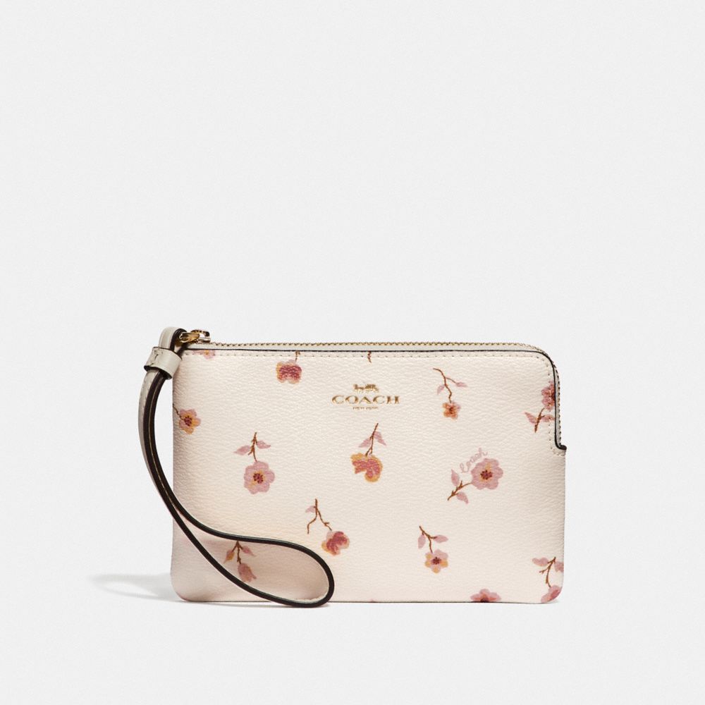 COACH F67550 CORNER ZIP WRISTLET WITH VINTAGE PRAIRIE PRINT CHALK-MULTI/IMITATION-GOLD