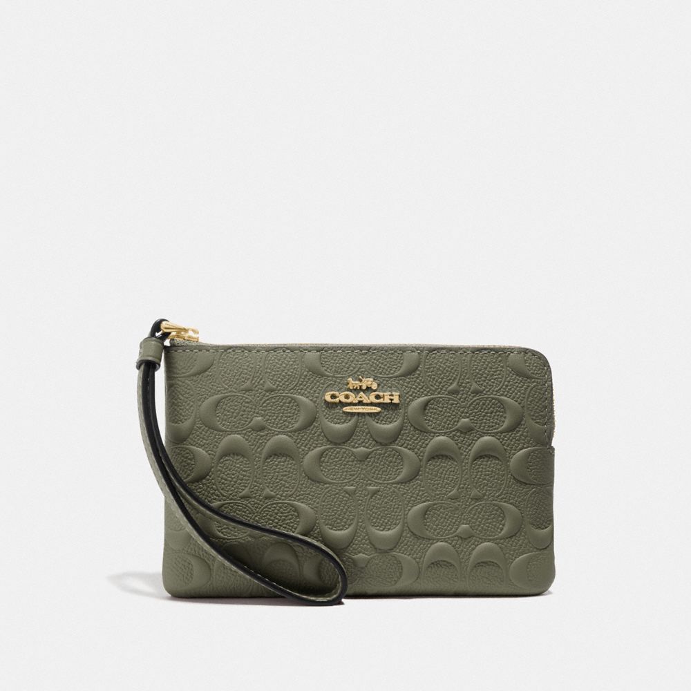 COACH F67555 - CORNER ZIP WRISTLET IN SIGNATURE LEATHER - MILITARY ...