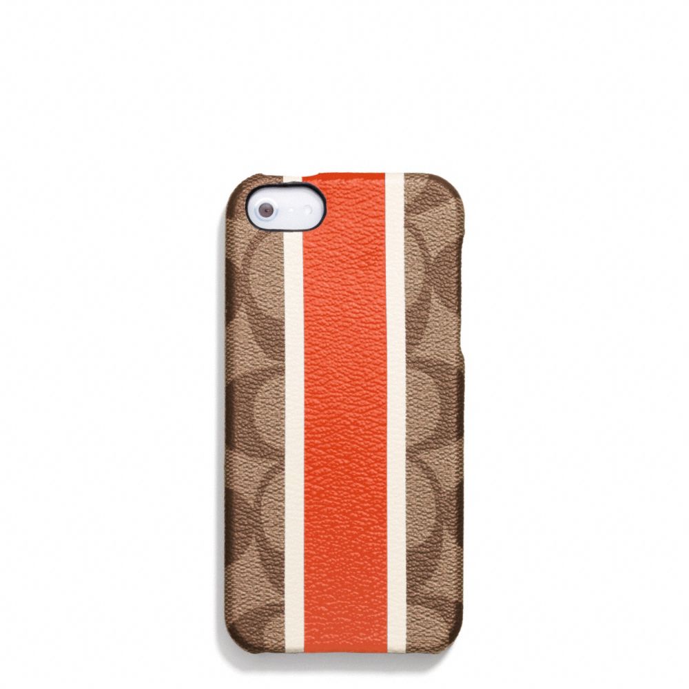 COACH COACH HERITAGE SIGNATURE MOLDED IPHONE 5 CASE - KHAKI/PAPAYA - F67556