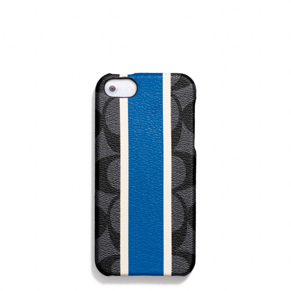 COACH COACH HERITAGE SIGNATURE MOLDED IPHONE 5 CASE - CHARCOAL/MARINE - f67556