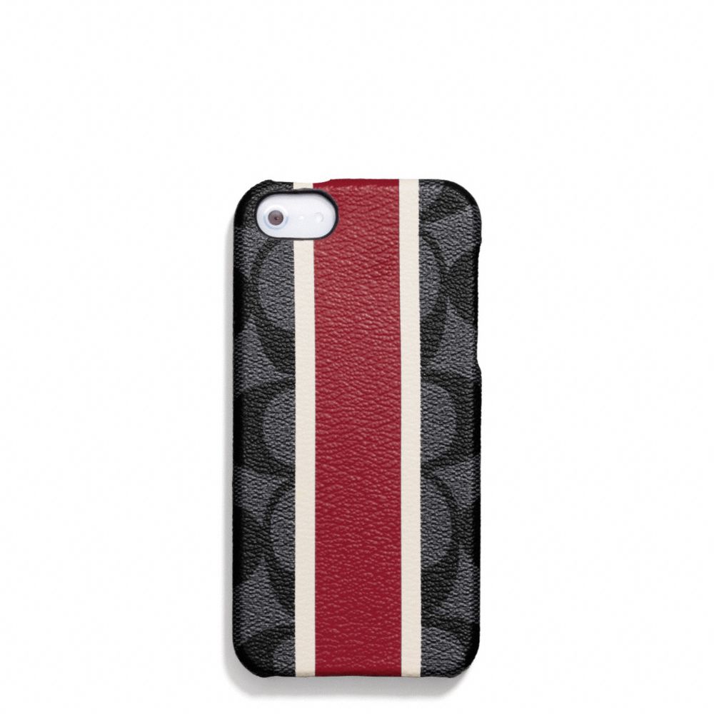 COACH HERITAGE STRIPE MOLDED IPHONE 5 CASE - CHARCOALRED - COACH F67556