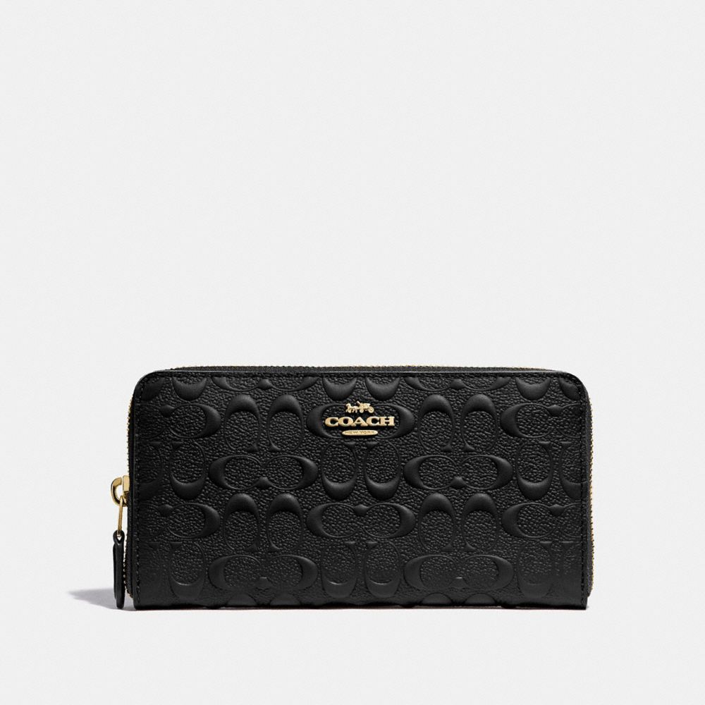 COACH F67566 - ACCORDION ZIP WALLET IN SIGNATURE LEATHER - BLACK ...