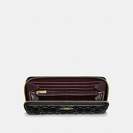 COACH F67566 ACCORDION ZIP WALLET IN SIGNATURE LEATHER BLACK/IMITATION GOLD