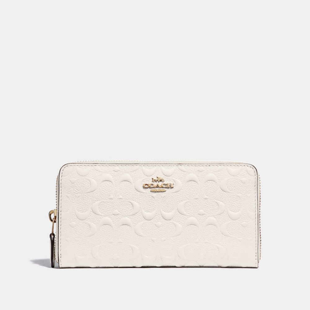 COACH F67566 - ACCORDION ZIP WALLET IN SIGNATURE LEATHER CHALK/GOLD
