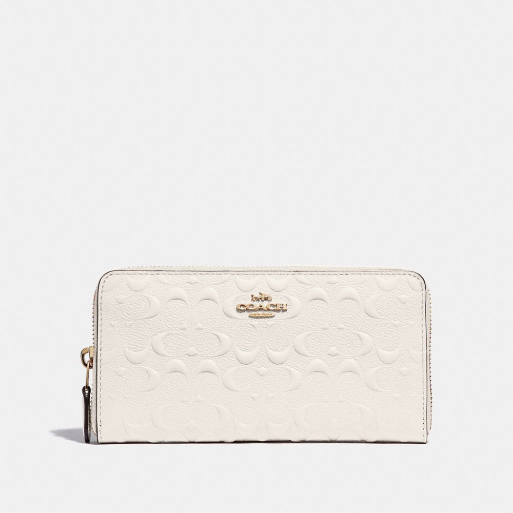 COACH F67566 Accordion Zip Wallet In Signature Leather CHALK/GOLD