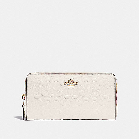 COACH ACCORDION ZIP WALLET IN SIGNATURE LEATHER - CHALK/GOLD - F67566