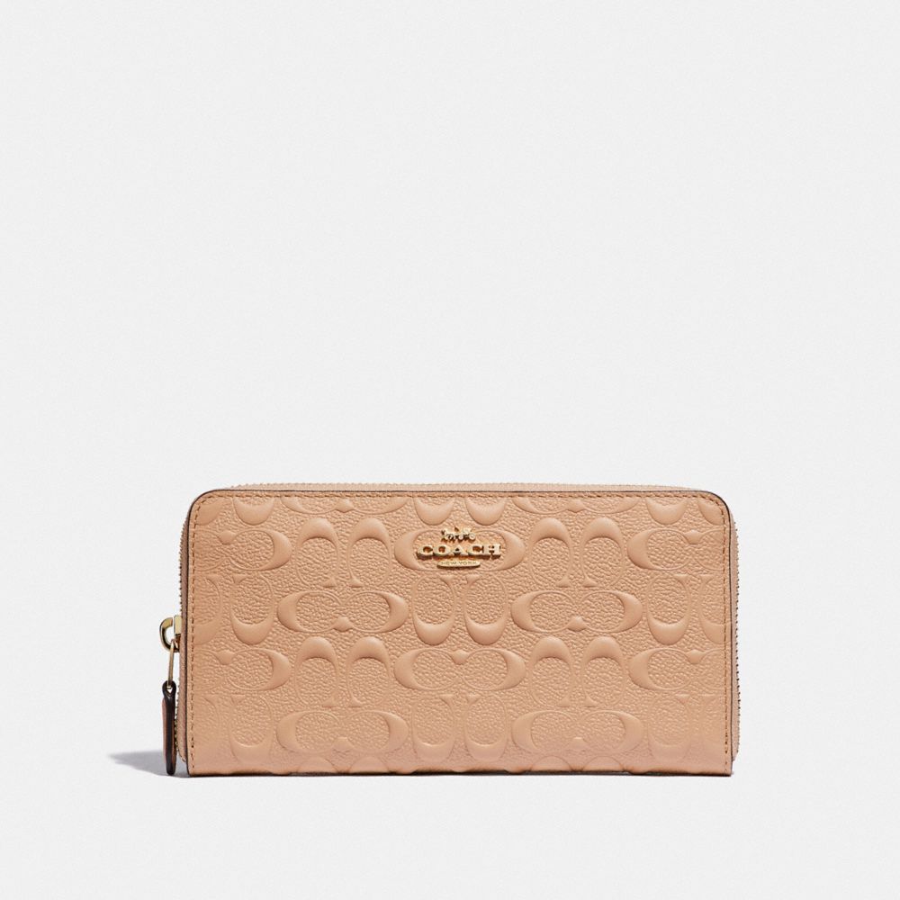 COACH ACCORDION ZIP WALLET IN SIGNATURE LEATHER - BEECHWOOD/IMITATION GOLD - F67566