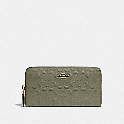 COACH F67566 Accordion Zip Wallet In Signature Leather MILITARY GREEN/GOLD