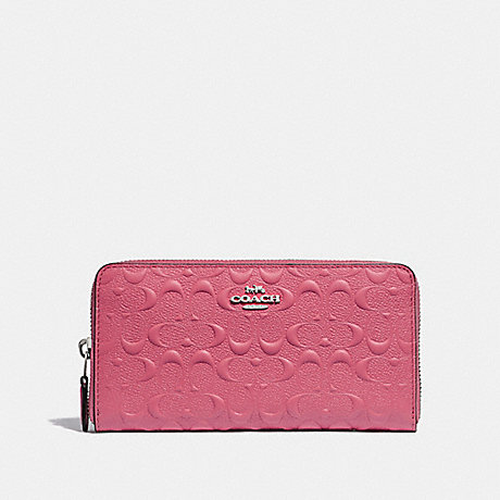 COACH ACCORDION ZIP WALLET IN SIGNATURE LEATHER - STRAWBERRY/SILVER - F67566