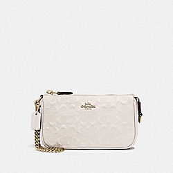 COACH LARGE WRISTLET 19 IN SIGNATURE LEATHER - CHALK/IMITATION GOLD - F67567