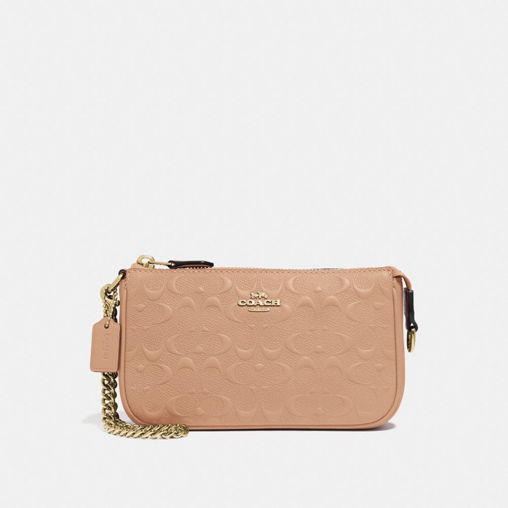 LARGE WRISTLET 19 IN SIGNATURE LEATHER - F67567 - BEECHWOOD/IMITATION GOLD