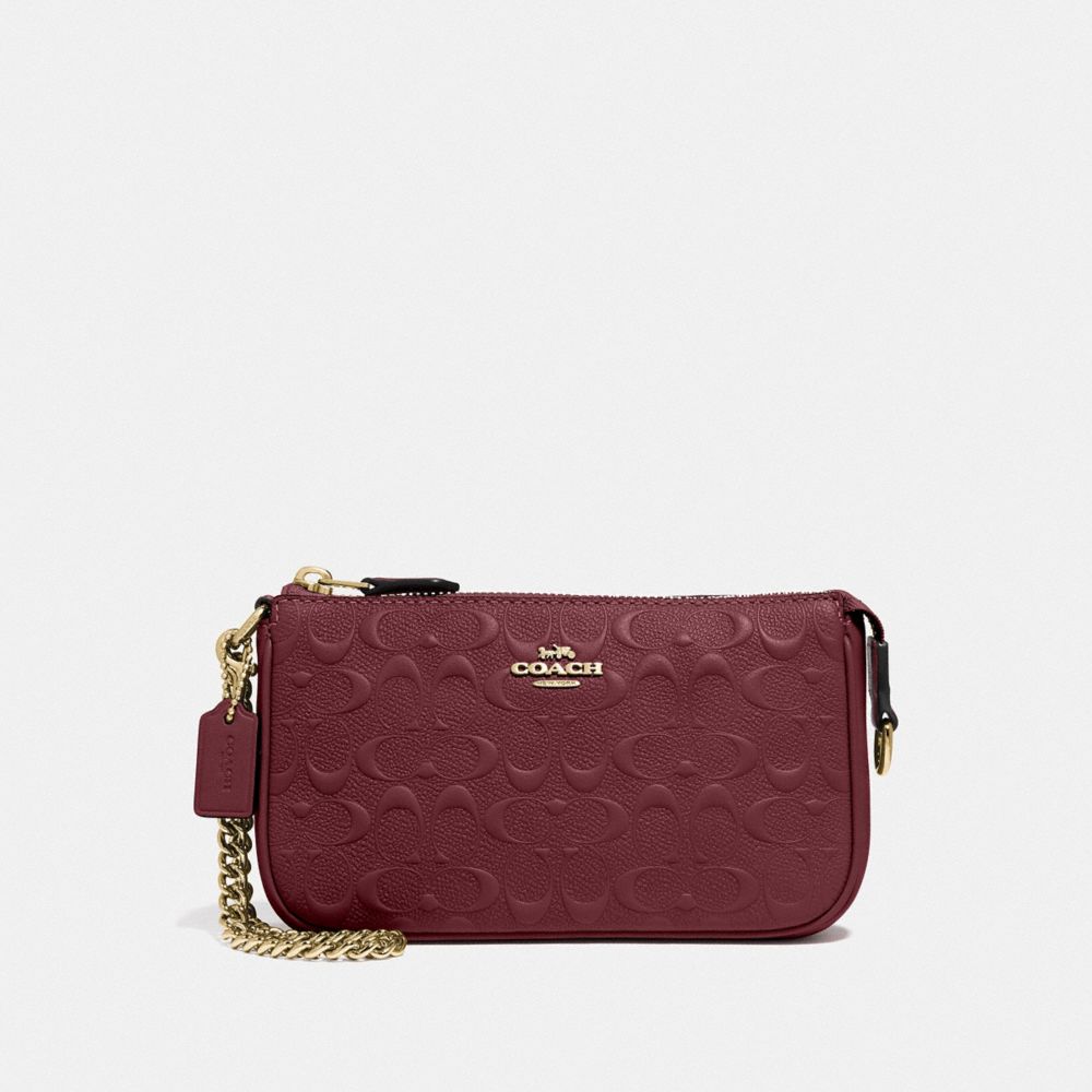 COACH F67567 - LARGE WRISTLET 19 IN SIGNATURE LEATHER WINE/IMITATION GOLD