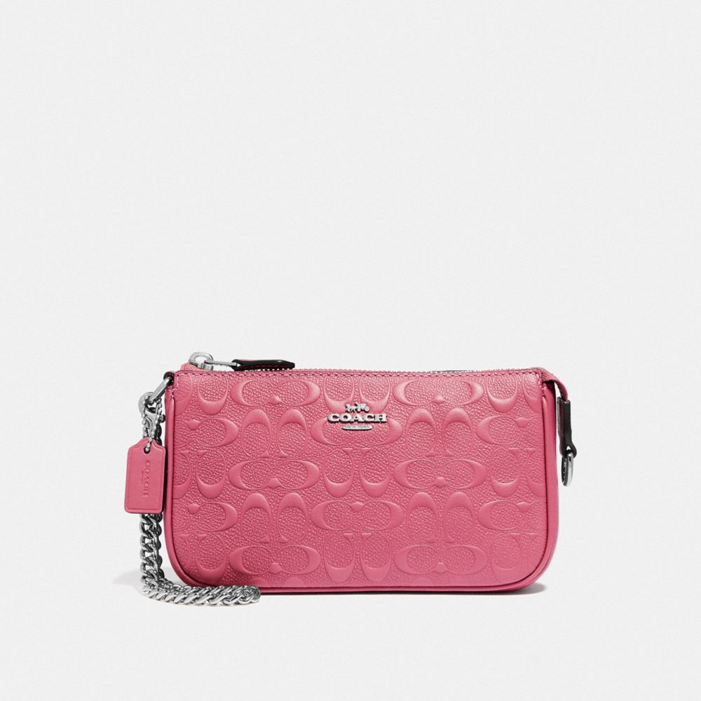 COACH LARGE WRISTLET 19 IN SIGNATURE LEATHER - STRAWBERRY/SILVER - F67567