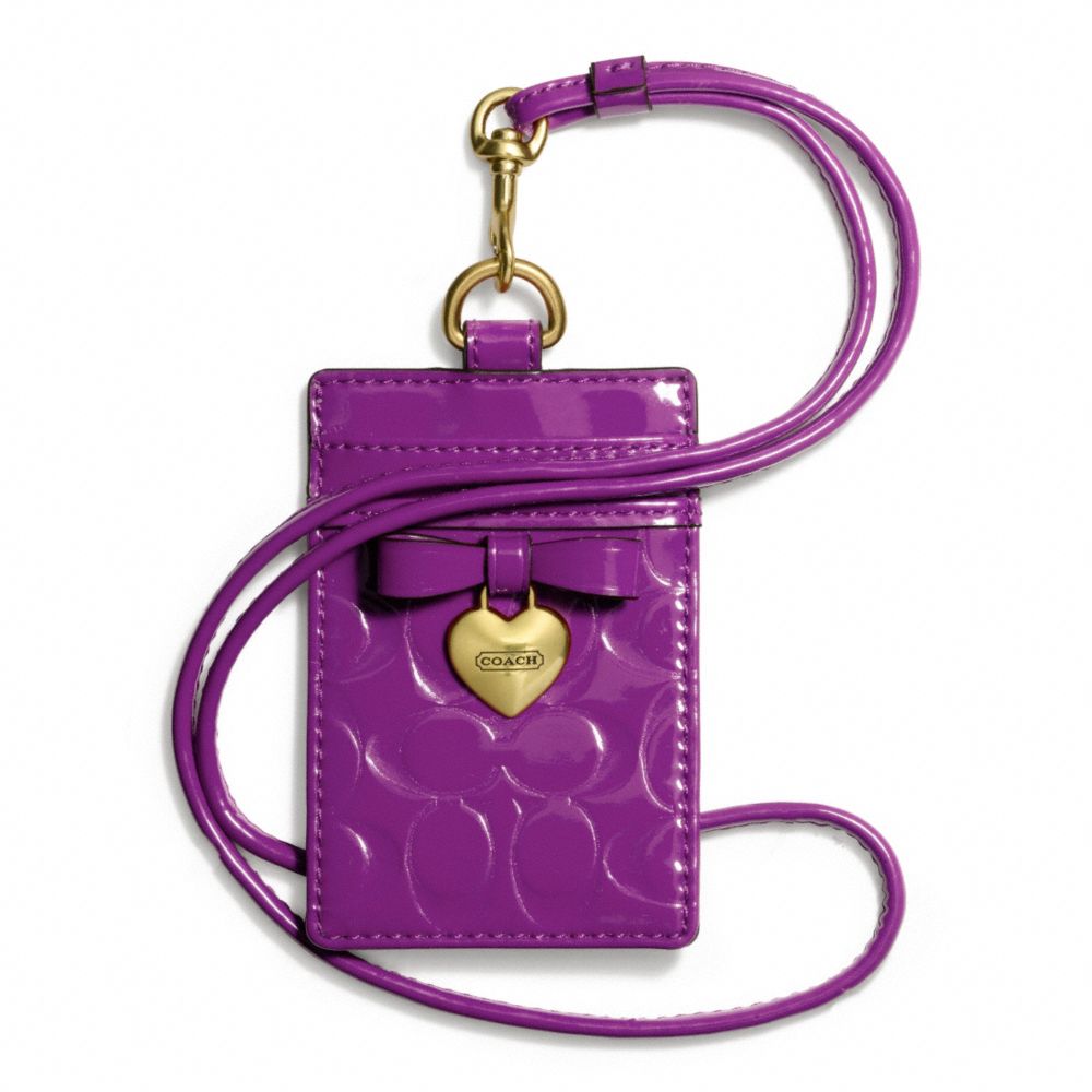 COACH F67576 - EMBOSSED LIQUID GLOSS CHARM LANYARD ID BRASS/IRIS