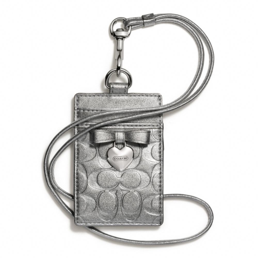 COACH F67576 - EMBOSSED LIQUID GLOSS CHARM LANYARD ID SILVER/SILVER