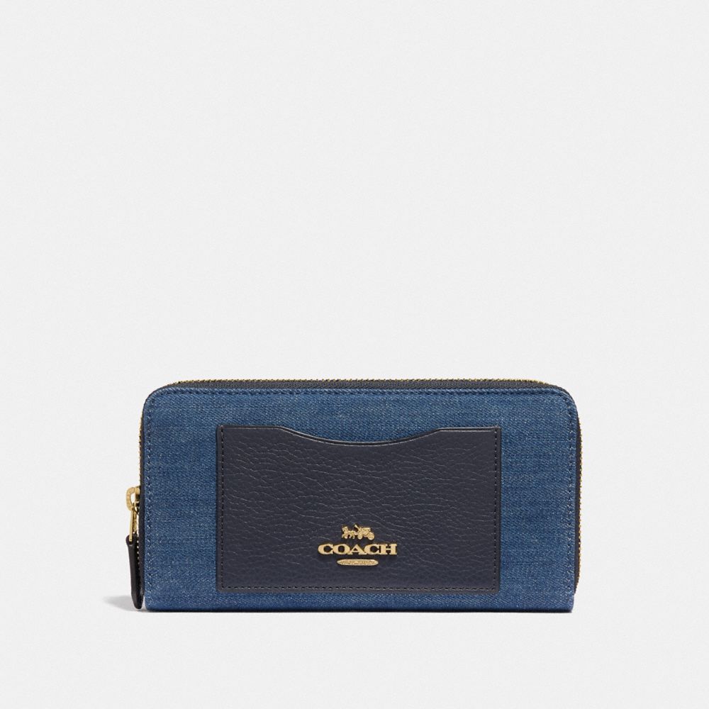 ACCORDION ZIP WALLET - F67578 - DENIM/LIGHT GOLD