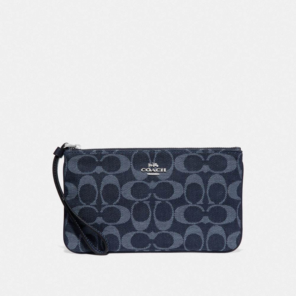 COACH F67587 - LARGE WRISTLET IN SIGNATURE DENIM DENIM/SILVER