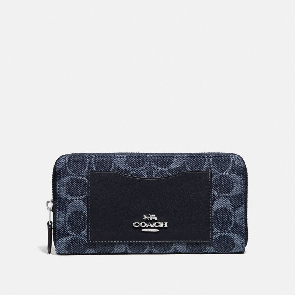 COACH F67588 ACCORDION ZIP WALLET IN SIGNATURE DENIM DENIM/SILVER