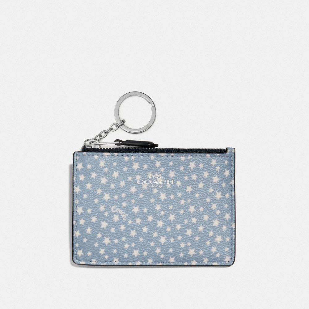 MINI SKINNY ID CASE WITH DITSY STAR PRINT - BLUE MULTI/SILVER - COACH F67611