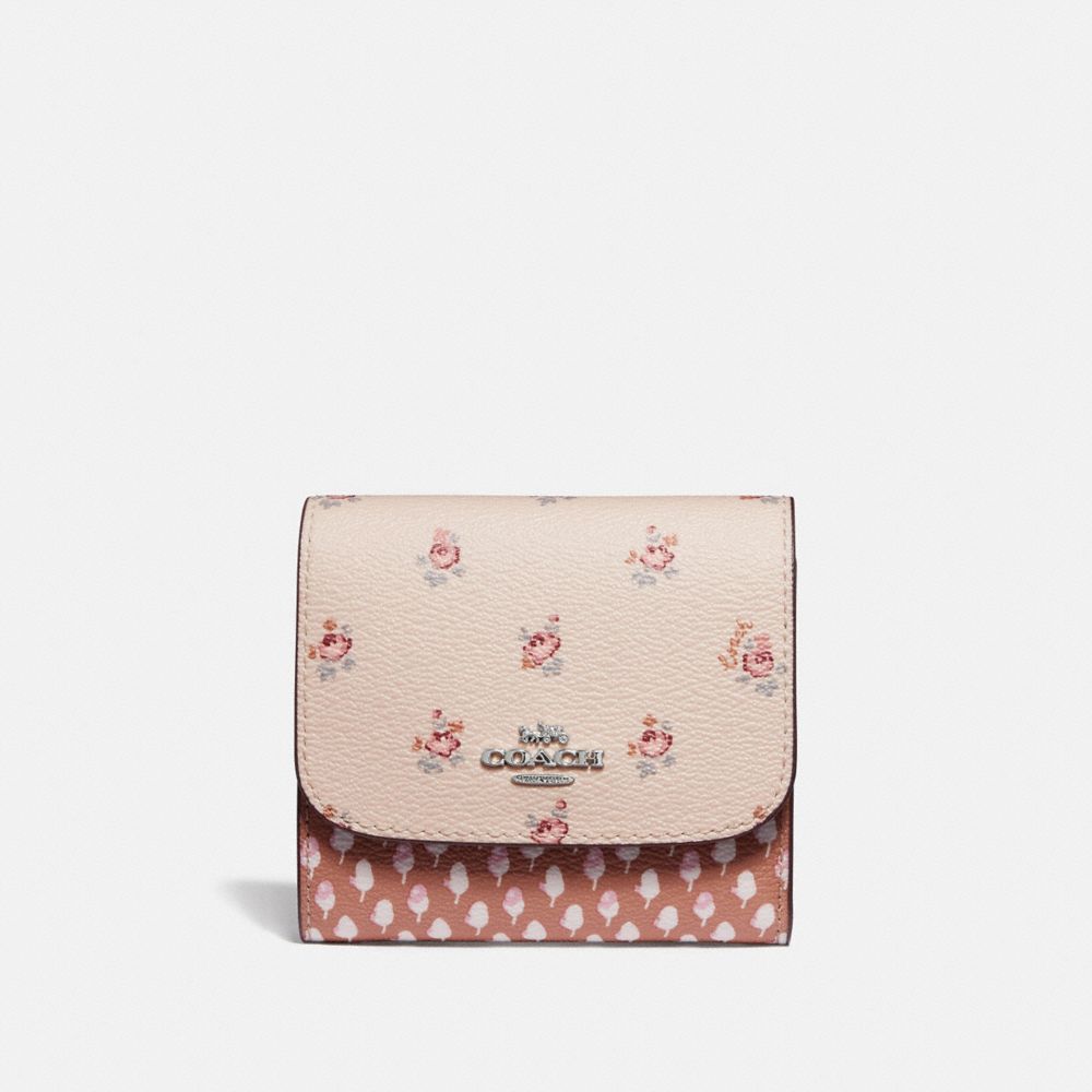 COACH F67618 Small Wallet With Floral Ditsy Print LIGHT PINK MULTI/SILVER