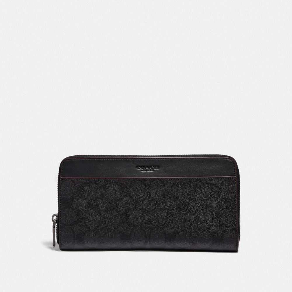 COACH F67623 Travel Wallet In Signature Canvas BLACK/BLACK/OXBLOOD