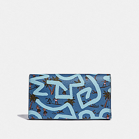 COACH F67627 KEITH HARING UNIVERSAL PHONE CASE WITH HULA DANCE PRINT SKY-BLUE-MULTI/BLACK-ANTIQUE-NICKEL