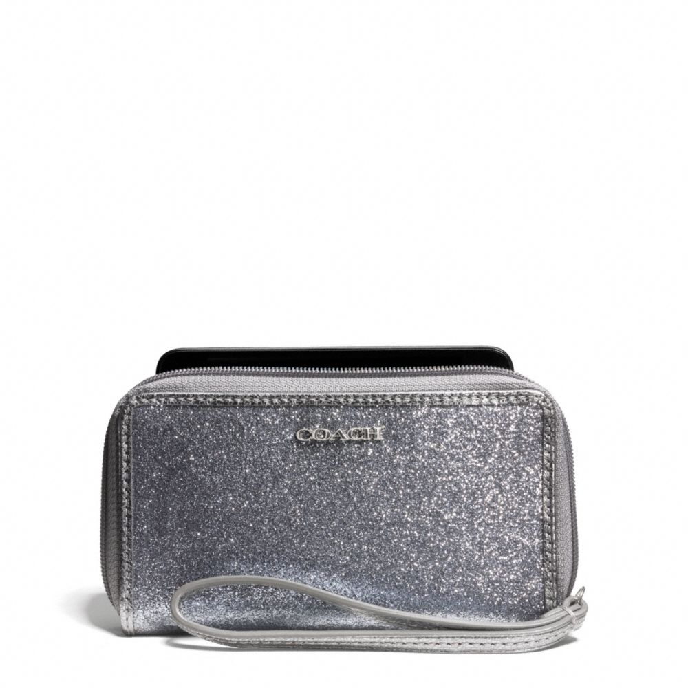 COACH EAST/WEST GLITTER UNIVERSAL CASE - SILVER/SILVER - f67656