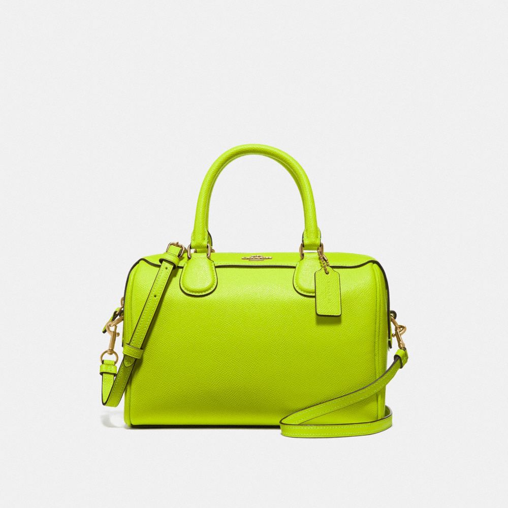 COACH F67673 Mini Bennett Satchel NEON YELLOW/LIGHT GOLD