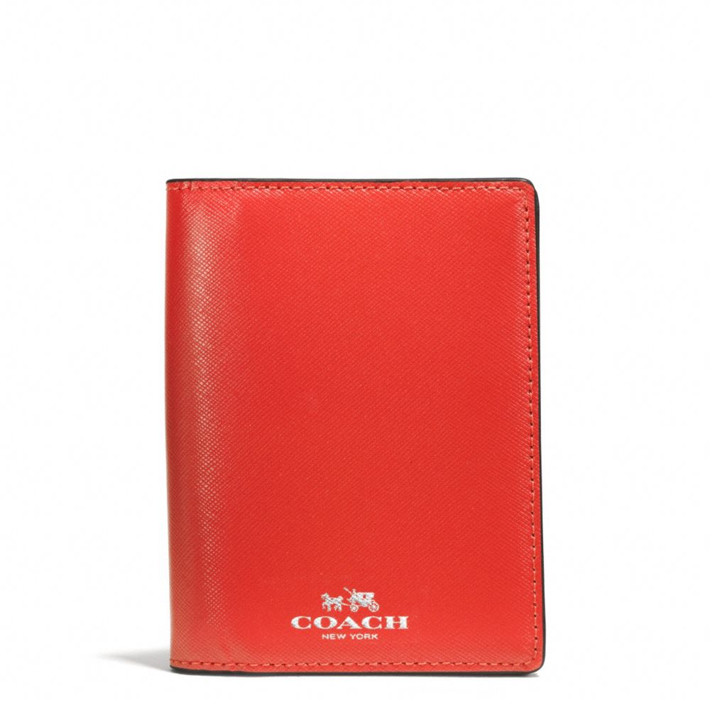 COACH F67737 DARCY LEATHER PASSPORT CASE SILVER/VERMILLION