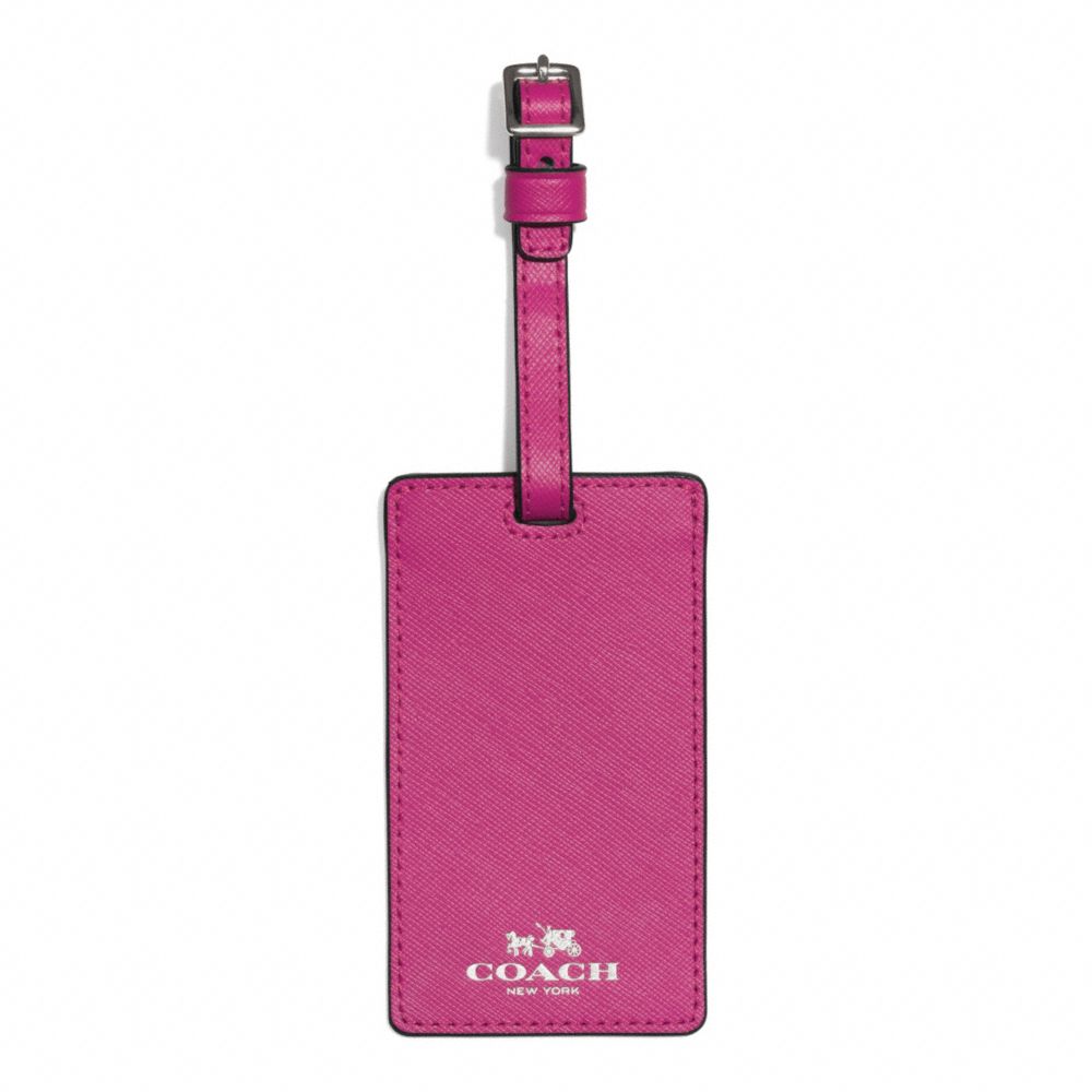 DARCY LEATHER LUGGAGE TAG - SILVER/RASPBERRY - COACH F67743