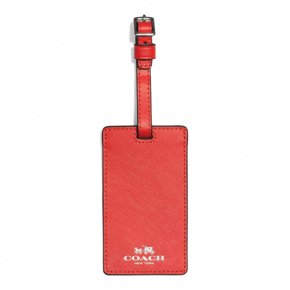 COACH f67743 DARCY LEATHER LUGGAGE TAG SILVER/VERMILLION