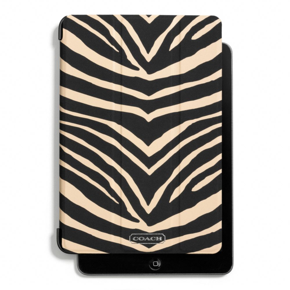 COACH F67768 Zebra Print Trifold Mini Ipad Case 