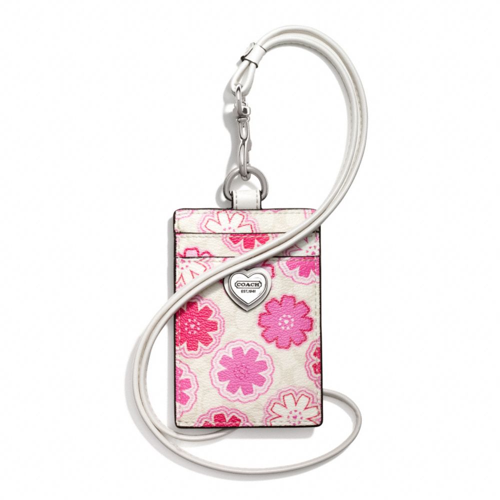 COACH f67809 FLORAL PRINT LANYARD ID CASE 