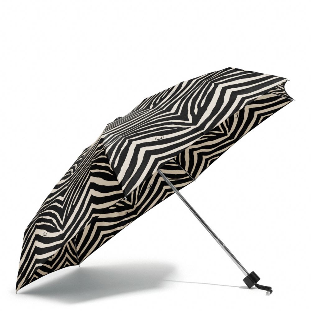 COACH F67852 Zebra Print Mini Umbrella SILVER/BLACK