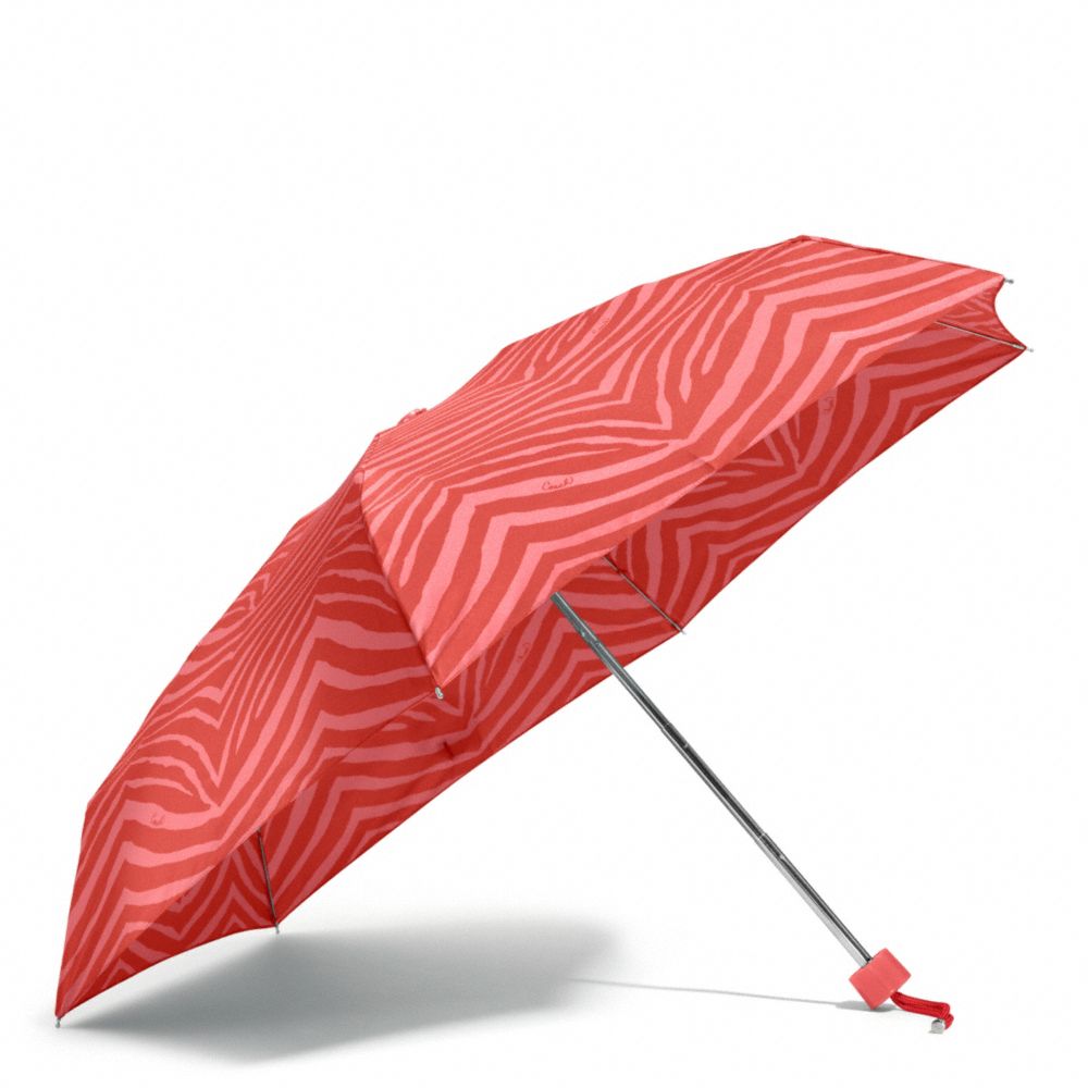 COACH f67852 ZEBRA PRINT MINI UMBRELLA SILVER/HOT ORANGE