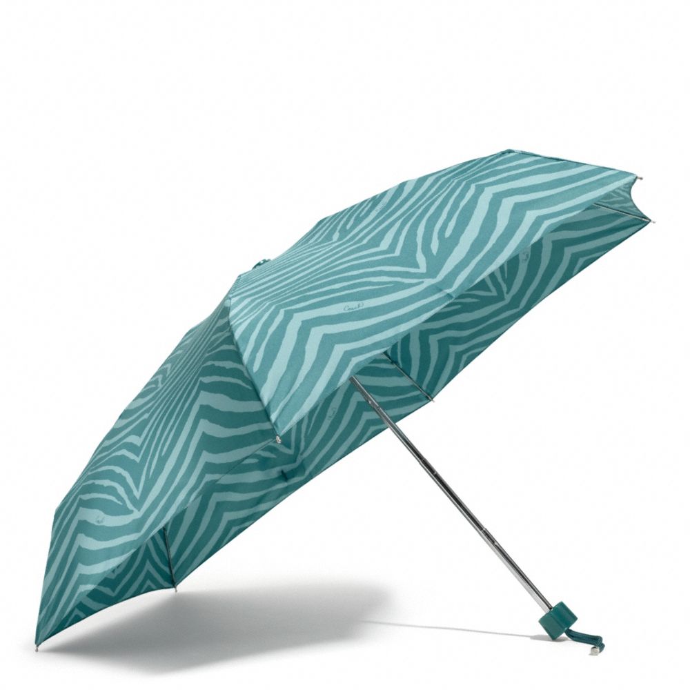 COACH ZEBRA PRINT MINI UMBRELLA - SILVER/MINERAL - f67852