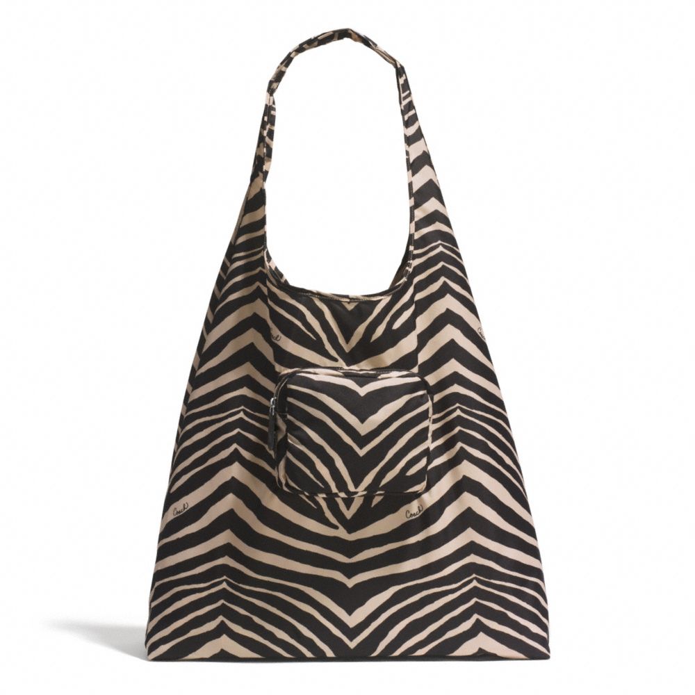 ZEBRA PRINT FOLDING TOTE - f67855 - F67855SVBK