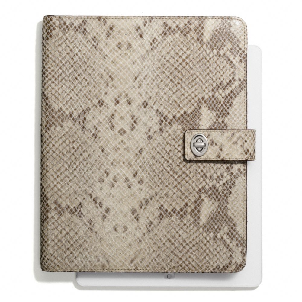 COACH SIGNATURE STRIPE EMBOSSED SNAKE TURNLOCK IPAD CASE - ONE COLOR - F67880