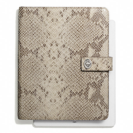 COACH F67880 SIGNATURE STRIPE EMBOSSED SNAKE TURNLOCK IPAD CASE ONE-COLOR