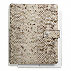 COACH F67880 Signature Stripe Embossed Snake Turnlock Ipad Case 