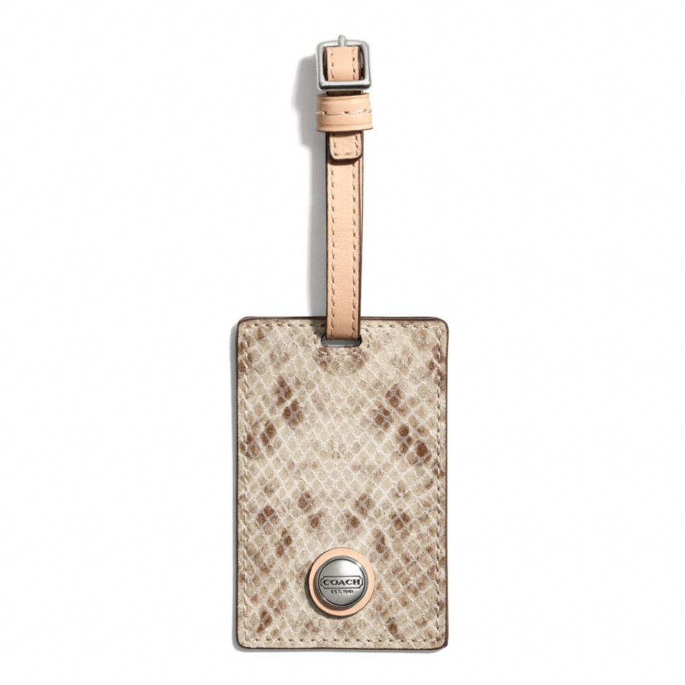 COACH F67883 SIGNATURE STRIPE EMBOSSED SNAKE LUGGAGE TAG ONE-COLOR