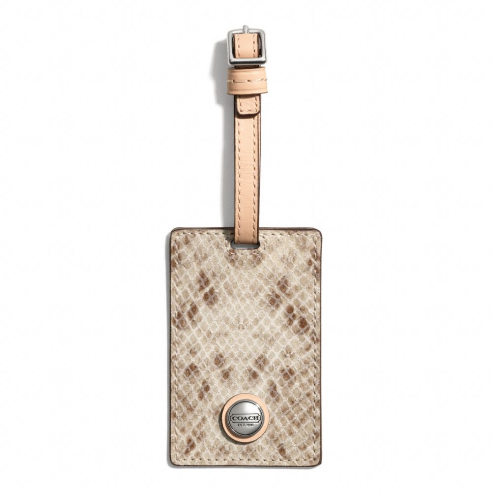 SIGNATURE STRIPE EMBOSSED SNAKE LUGGAGE TAG COACH F67883