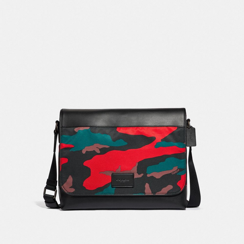 COACH F67946 - MESSENGER WITH CAMO PRINT RED MULTI/BLACK ANTIQUE NICKEL