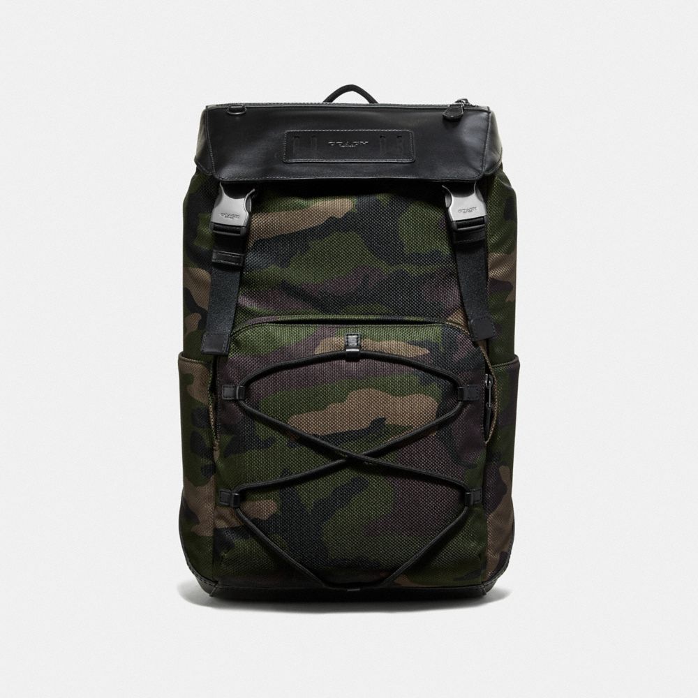 COACH F67947 TERRAIN ROLL TOP BACKPACK WITH CAMO PRINT DARK GREEN MULTI/BLACK ANTIQUE NICKEL