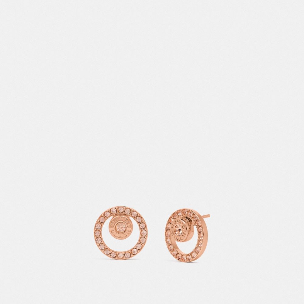 COACH OPEN CIRCLE HALO STUD EARRINGS - ROSEGOLD - F68009