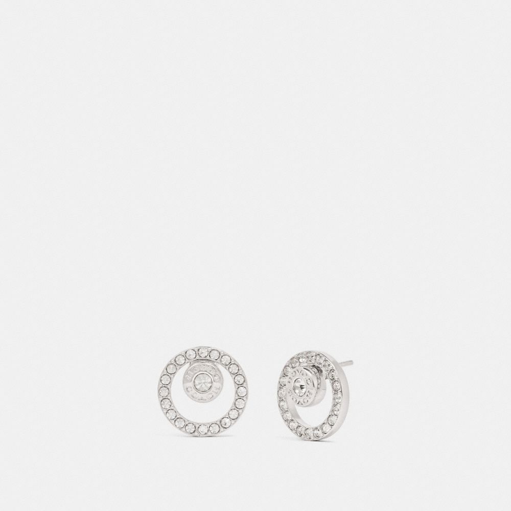 COACH OPEN CIRCLE HALO STUD EARRINGS - SILVER - F68009