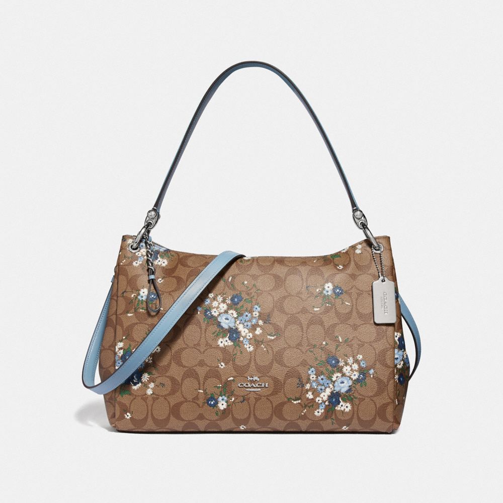 COACH F68022 Mia Shoulder Bag In Signature Canvas With Floral Bundle Print KHAKI BLUE MULTI/SILVER