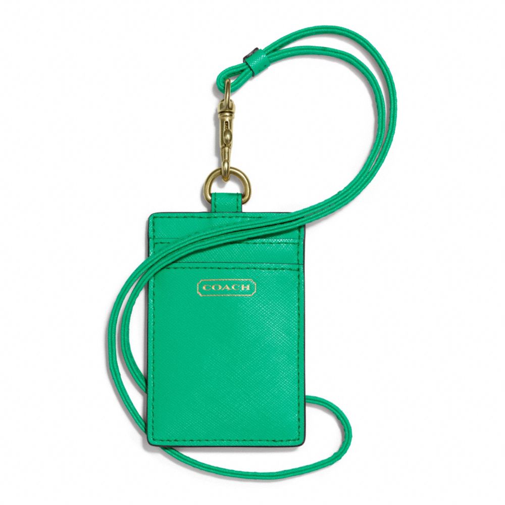 COACH F68075 Darcy Lanyard Id Case In Leather BRASS/JADE