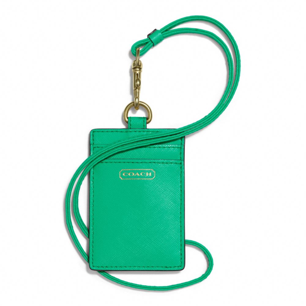 COACH DARCY LANYARD ID CASE IN LEATHER - BRASS/JADE - F68075