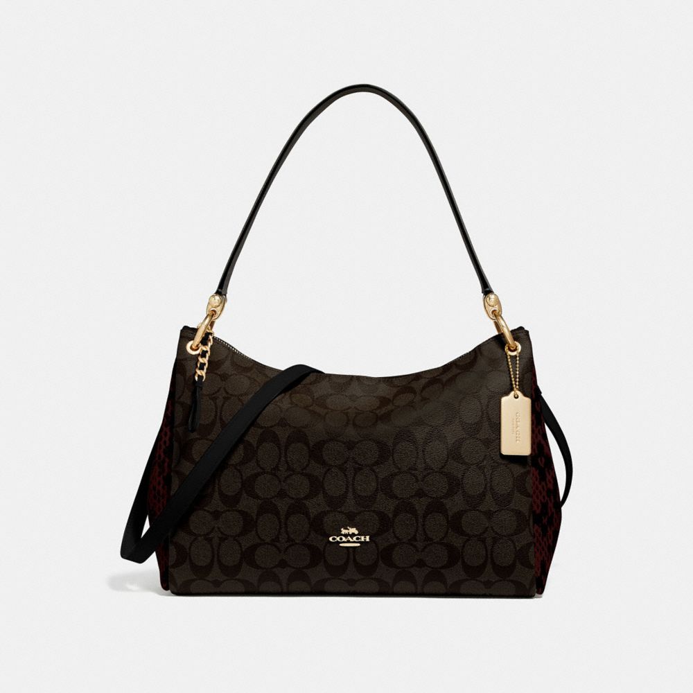 MIA SHOULDER BAG IN SIGNATURE CANVAS - F68093 - BROWN BLACK/MULTI/IMITATION GOLD